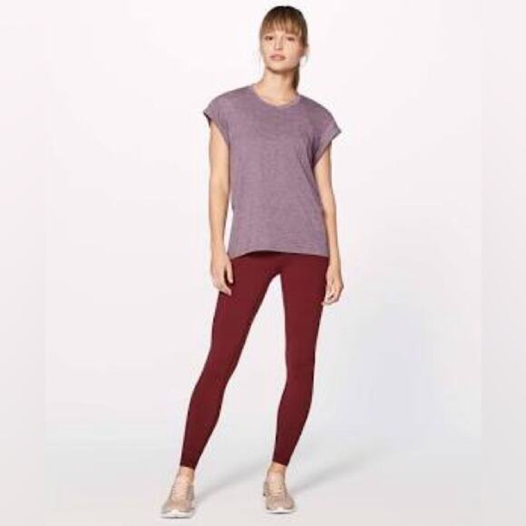 Lululemon Box It Out Short Sleeve Heathered Oxblood Size 10 - Picture 3 of 7
